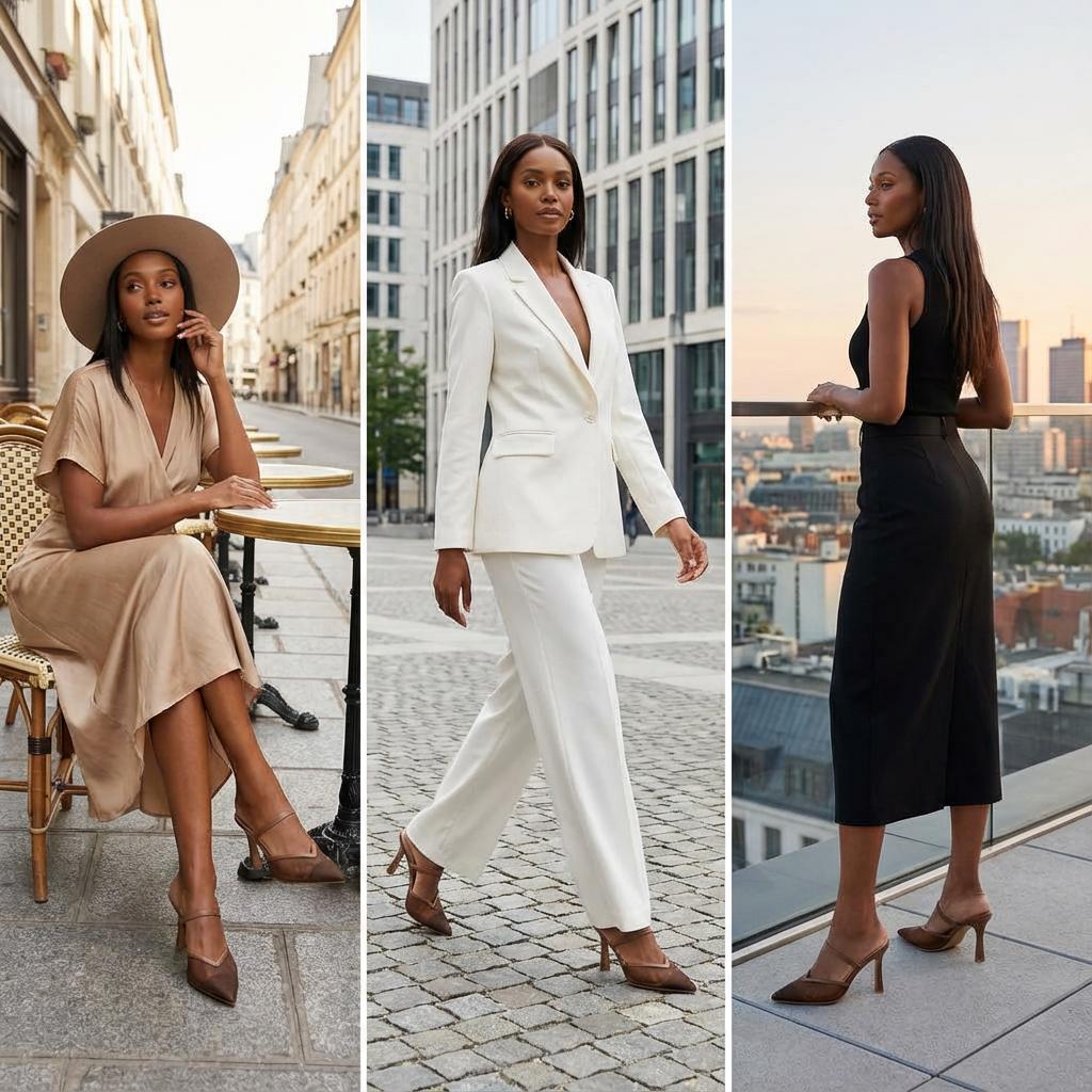 Tuhoomall Fashion High Heel Slip-On Shoes, Pointed Toe, Casual Office Style, Comfortable Suede and Mesh Upper, Rubber Sole, Perfect for Everyday Wear Tuhoomall