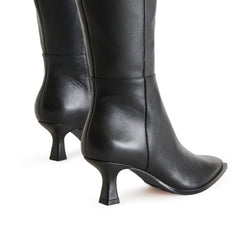 Tuhoomall Fashion Women's Mid-Heel Fashion Boots, Comfortable Pointed Toe Zipper Booties for Professional and Casual Wear, Classic Solid Color Design