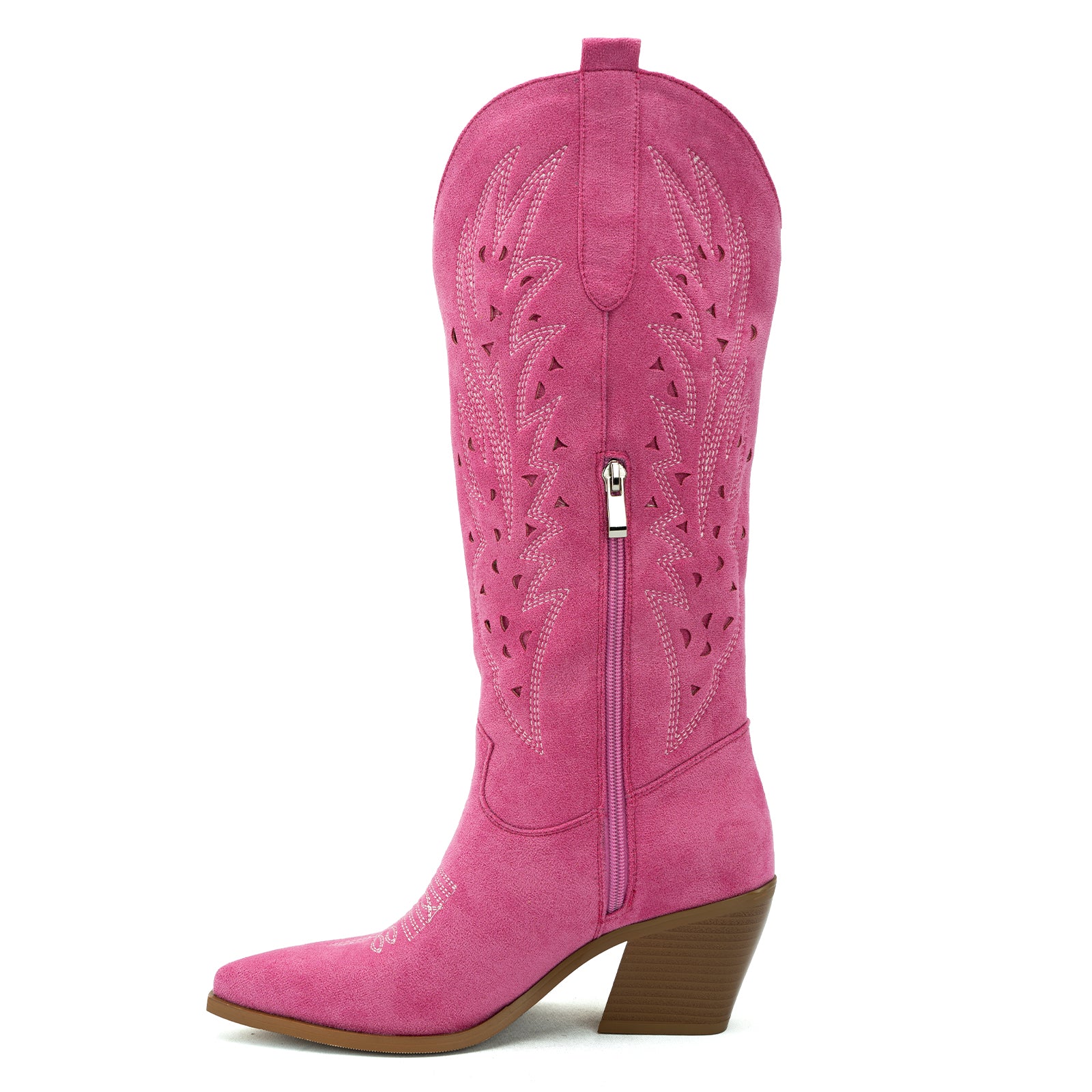 Tuhoomall Western Knee-High Boots For Women With Embroidery And Zipper, Chunky Heel For Travel, Outdoor, Fashion Casual, Party And Dance