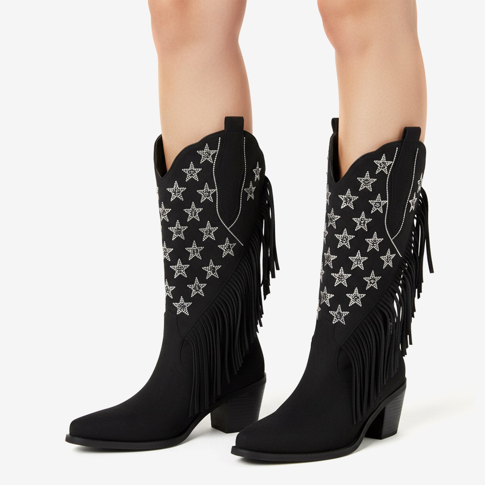 Tuhoomall Western Style Fringe Ankle Boots for Women, Comfortable Low Heel Party Footwear, All-Season Fashion for Performances and Dance Events