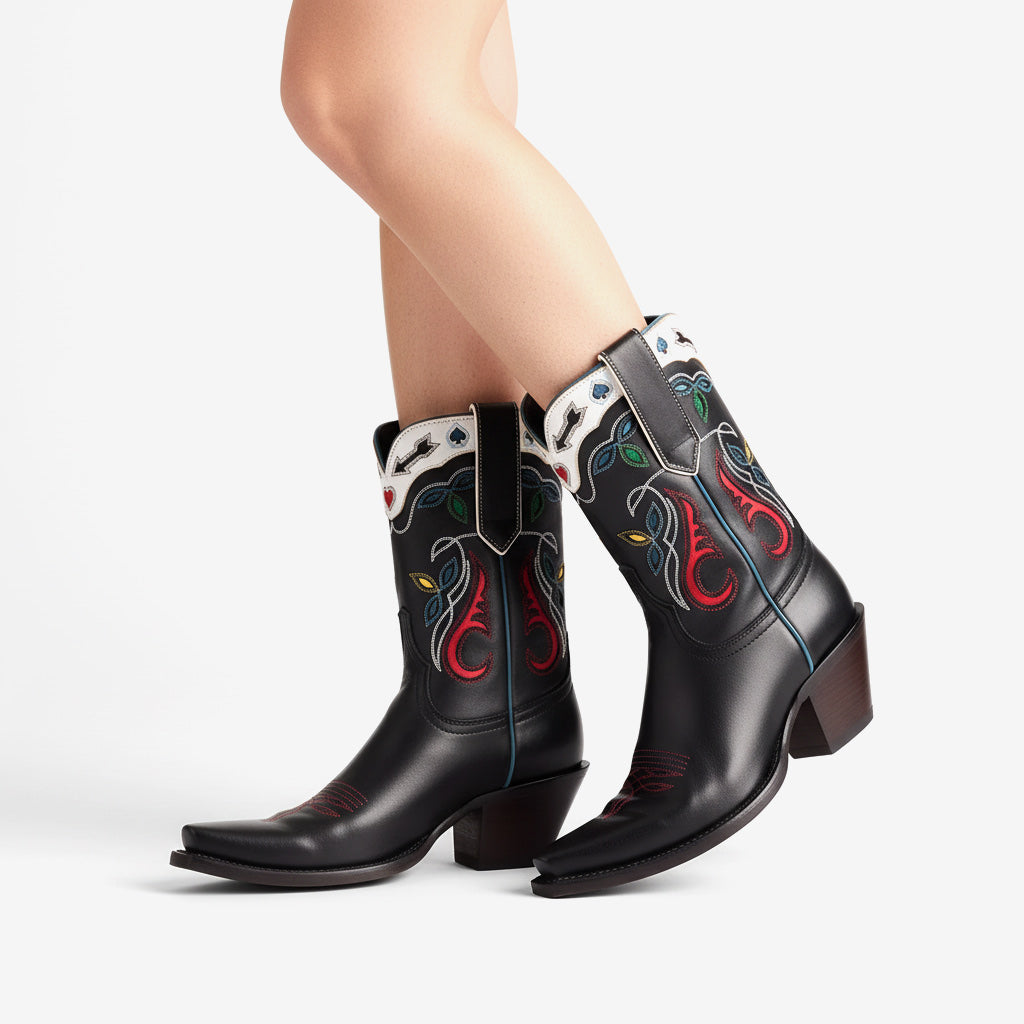 Tuhoomall Crocodile Pattern Chunky Heel Ankle Boots for Stylish Casual Wear