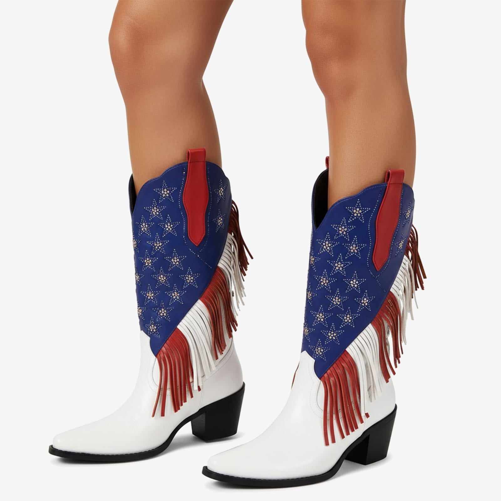 Tuhoomall Western Style Fringe Ankle Boots for Women, Comfortable Low Heel Party Footwear, All-Season Fashion for Performances and Dance Events