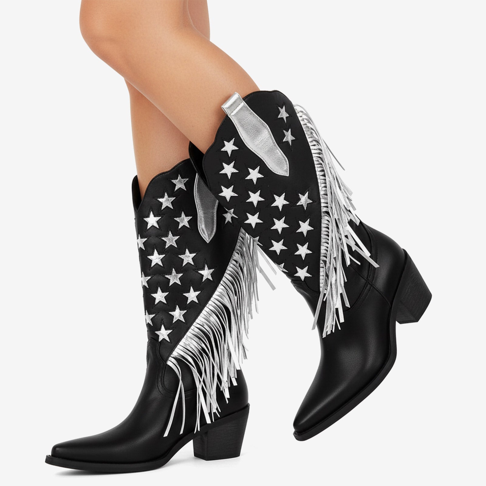 Tuhoomall Western Style Fringe Ankle Boots for Women, Comfortable Low Heel Party Footwear, All-Season Fashion for Performances and Dance Events