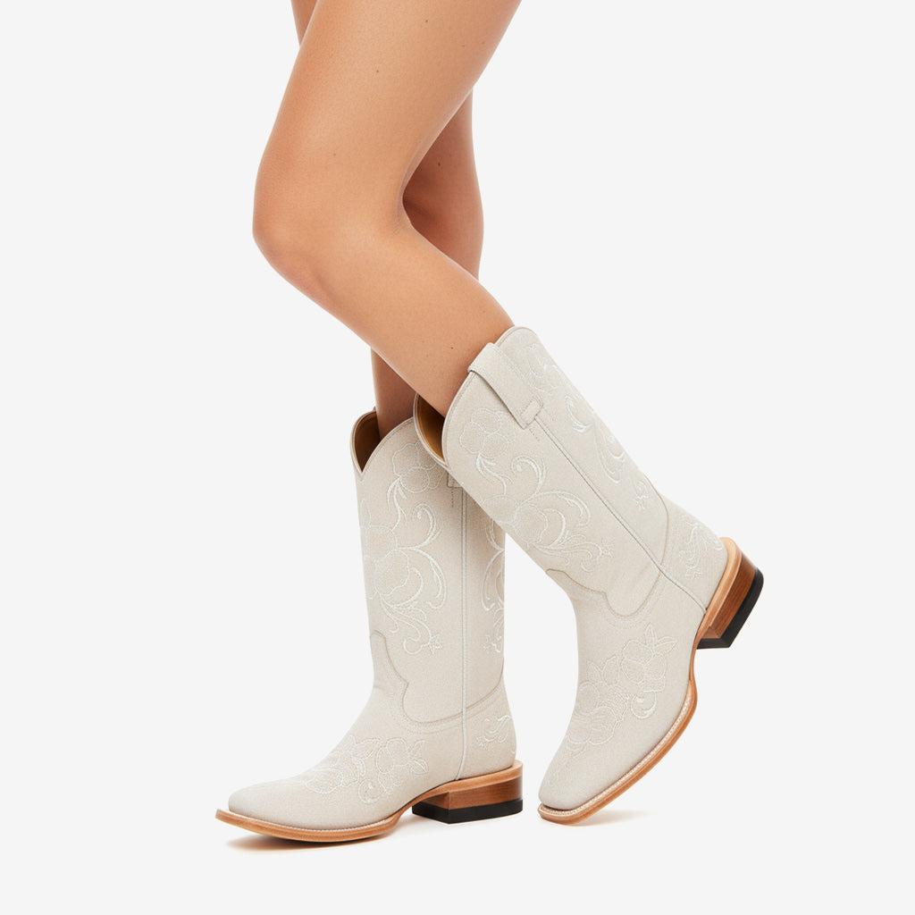 Tuhoomall Western Style Vintage Embroidered Cowboy Boots for Women, Casual Ankle Length, Chunky Heel, Slip-On Design, Perfect for Spring, Autumn, and Winter