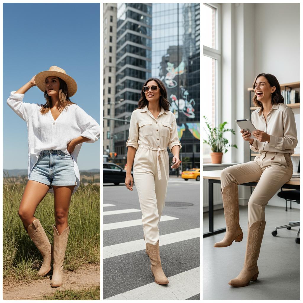 Tuhoomall Western Knee-High Boots for Women, Comfortable Suede Leather with Animal Embroidery, Perfect for Fashion and Casual Travel Activities Tuhoomall