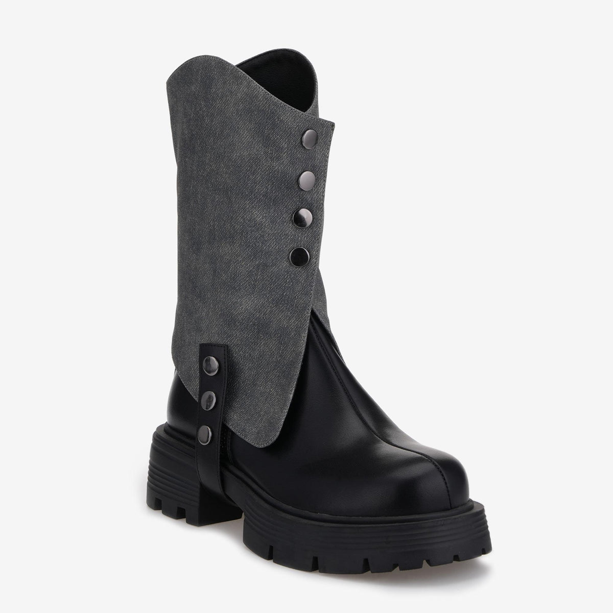 Tuhoomall Stylish Ankle Boots For Women, Casual Short Boots With Round Toe and Thick Heel, Zipper Closure, Versatile For All Seasons