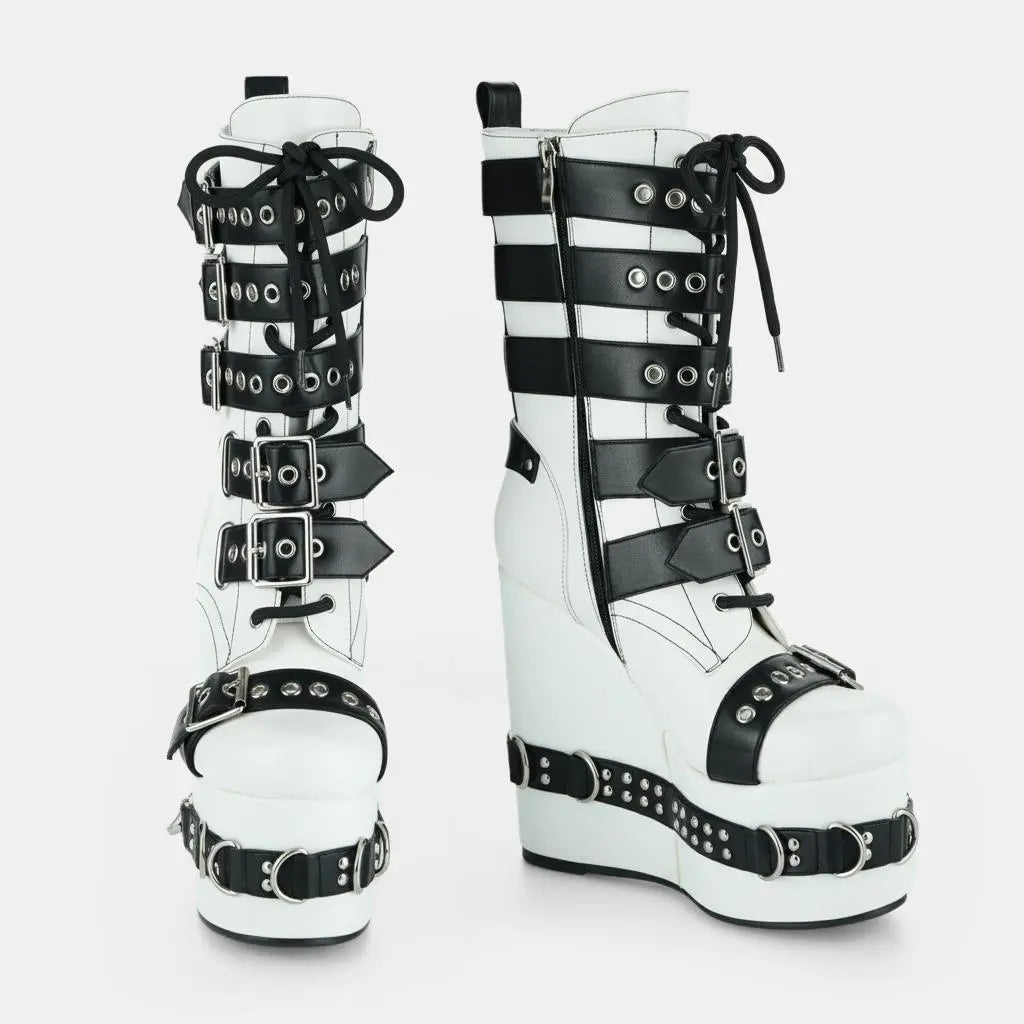 Tuhoomall Waterproof Ankle Boots for Women, Comfortable Wedge Heel, Stylish Rain & Snow Footwear with Adjustable Buckle and Zipper Closure, Perfect for Outdoor Activities Tuhoomall