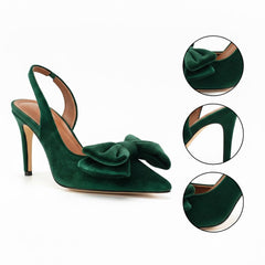 Tuhoomall Stylish High Heel Sandals With Bow, Pointed Toe, Slip-On Design For Parties, Performances, Fashion Casual Wear, 3.1in Stiletto Heel Tuhoomall