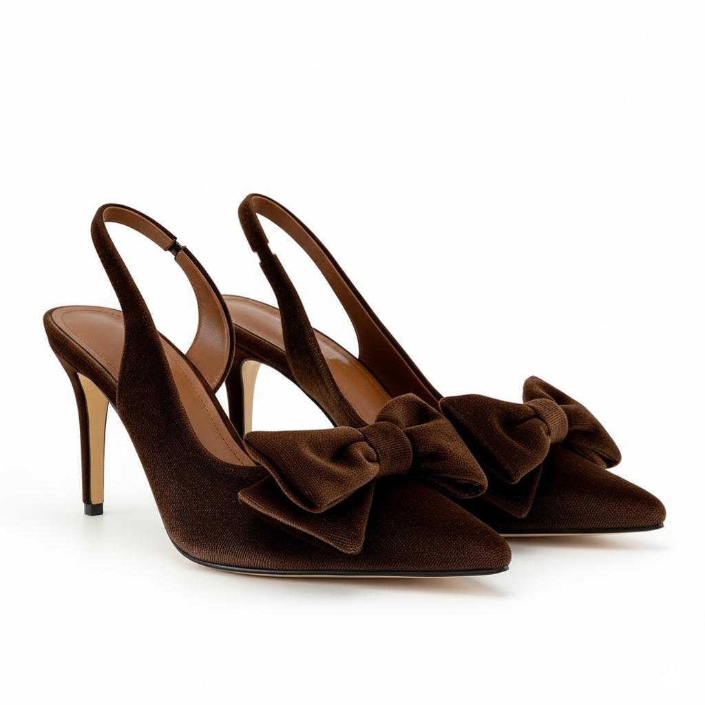 Tuhoomall Stylish High Heel Sandals With Bow, Pointed Toe, Slip-On Design For Parties, Performances, Fashion Casual Wear, 3.1in Stiletto Heel Tuhoomall