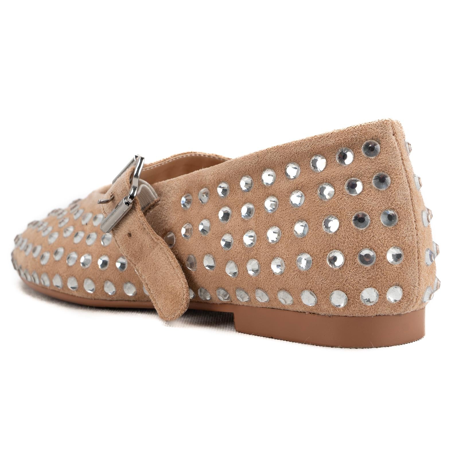 Tuhoomall Ballet Flats Women’s Boots with Studded Design, Comfortable Slip-On, Casual Style, Rubber Sole and Adjustable Buckle, Low Top