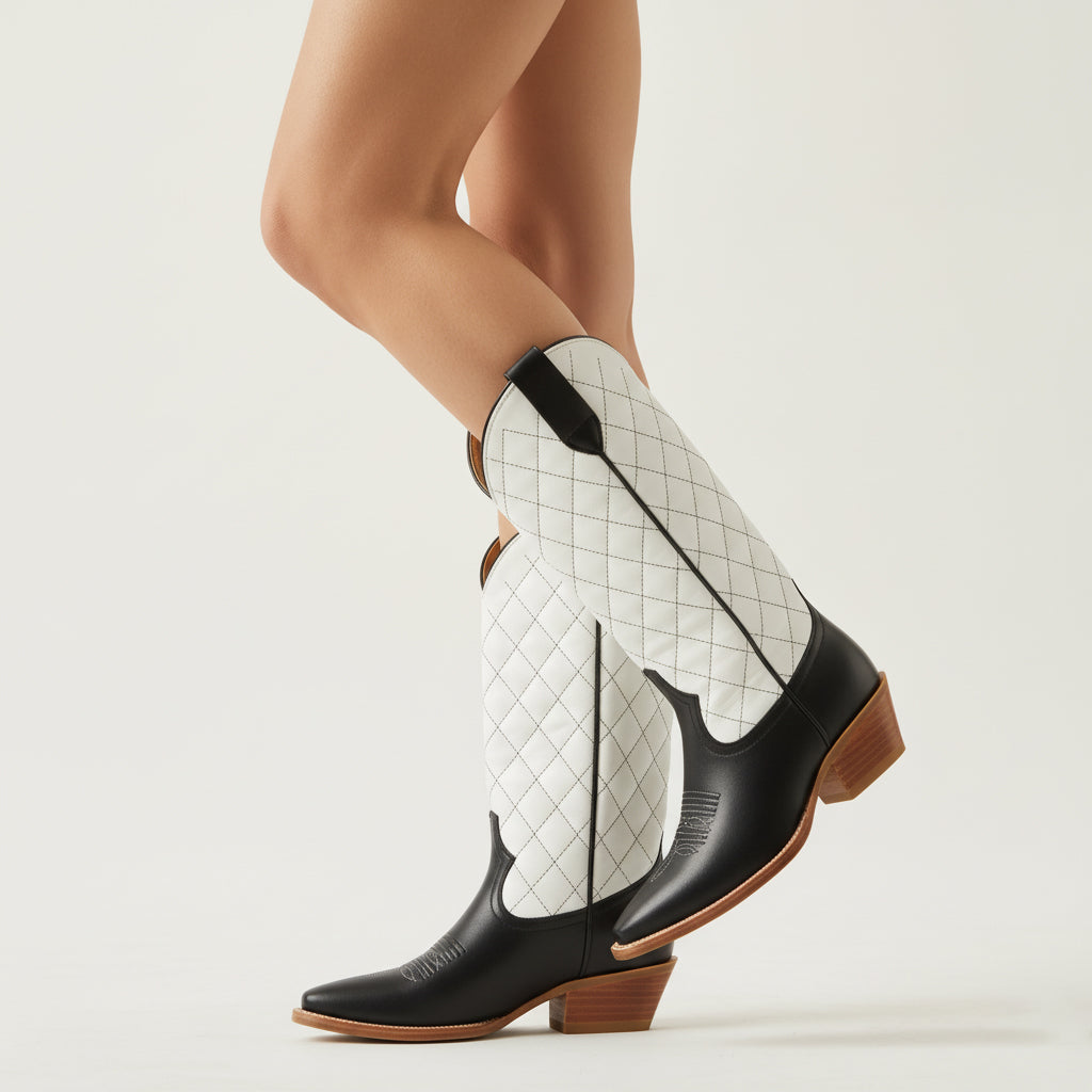 Tuhoomall Western Cowboy Boots for Women, Comfort Mid-Calf Boot with Embroidered Design, Chic and Casual Style for All Seasons
