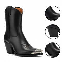 Tuhoomall Casual Almond Toe Chunky Heel Ankle Boots with Zipper for Everyday Office and Street Style