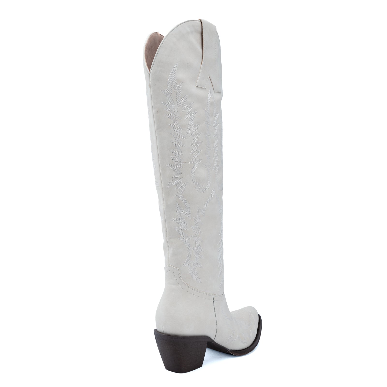 Tuhoomall Western Knee-High Cowgirl Boots with Embroidery, Chunky Heel, Slip-On Design for Outdoor Adventures