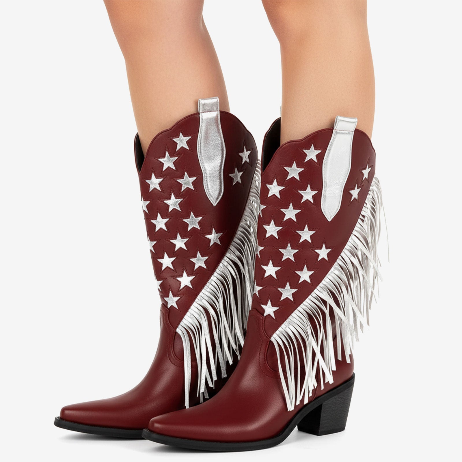 Tuhoomall Western Style Fringe Ankle Boots for Women, Comfortable Low Heel Party Footwear, All-Season Fashion for Performances and Dance Events