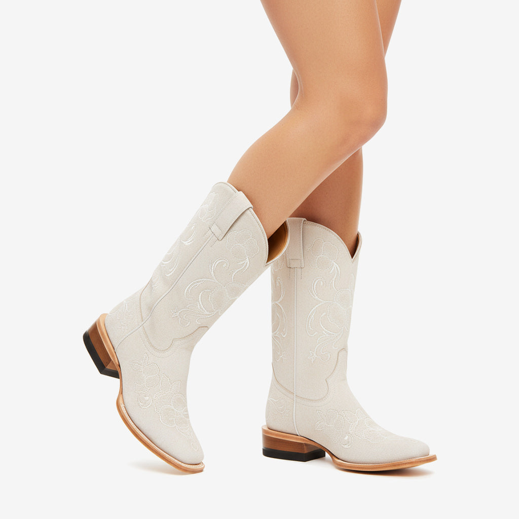 Tuhoomall Western Style Vintage Embroidered Cowboy Boots for Women, Casual Ankle Length, Chunky Heel, Slip-On Design, Perfect for Spring, Autumn, and Winter
