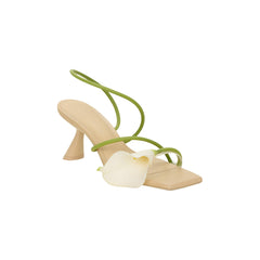 Tuhoomall High Heel Open Toe Sandals for Dancing, Stylish Floral Patchwork Design with Cat Heels, Perfect for Performances and Special Occasions