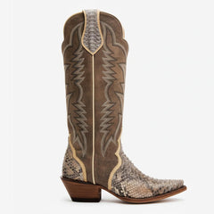 Tuhoomall Western Style Knee-High Women's Boots, Comfortable Snip Toe, Embroidered Snake PU, Ideal for Travel, Casual, Parties, All-Season Wear