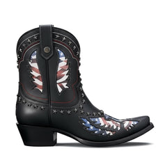 Tuhoomall Western Ankle Boots with Rubber Sole, Zipper Detail, Casual Style, Studded Graphic Design, High Shaft Height of 6 inches for All Seasons