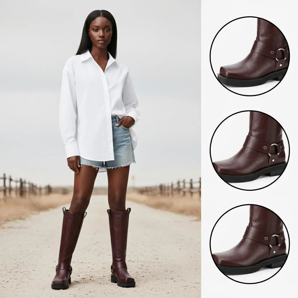 Tuhoomall Comfortable Women's Mid-Calf Boots with Slip-On Design, Chunky Heel, and Slip-Resistant Features for Fashionable Daily Wear Tuhoomall