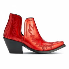 Tuhoomall Stylish Women's Ankle Boots, Chunky 2.36 in Heel, Slip-On Design, Embroidered Details, All-Season Fashion