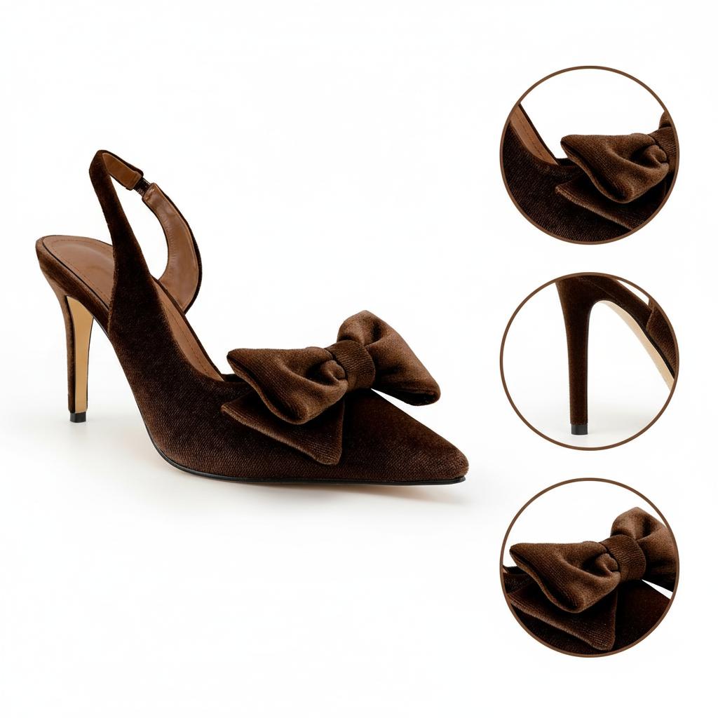 Tuhoomall Stylish High Heel Sandals With Bow, Pointed Toe, Slip-On Design For Parties, Performances, Fashion Casual Wear, 3.1in Stiletto Heel Tuhoomall