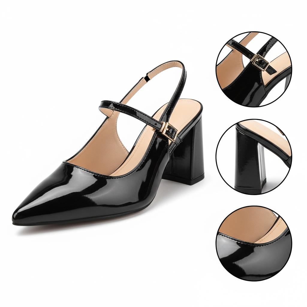 Tuhoomall Fashion Mid-Heel Sandals for Women, Elegant Office Daily Wear, Adjustable Strap, Tapered Toe Design, Comfortable Rubber Sole Tuhoomall
