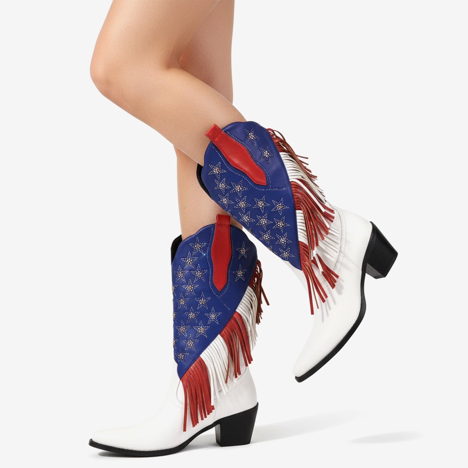 Tuhoomall Western Style Fringe Ankle Boots for Women, Comfortable Low Heel Party Footwear, All-Season Fashion for Performances and Dance Events