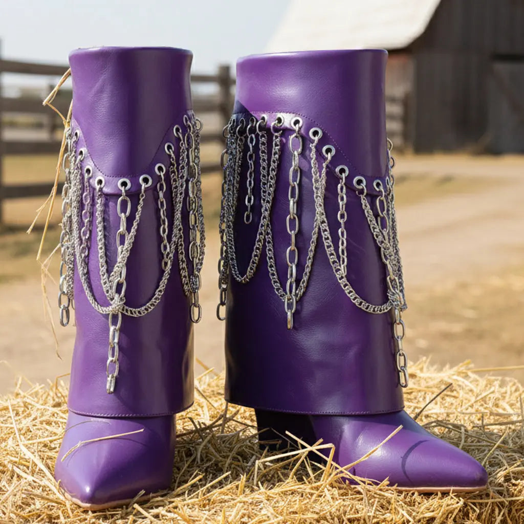 Tuhoomall Stylish Ankle Boots for Women - Chic Party Performance Footwear with Unique Chain and Tassel Accents Tuhoomall