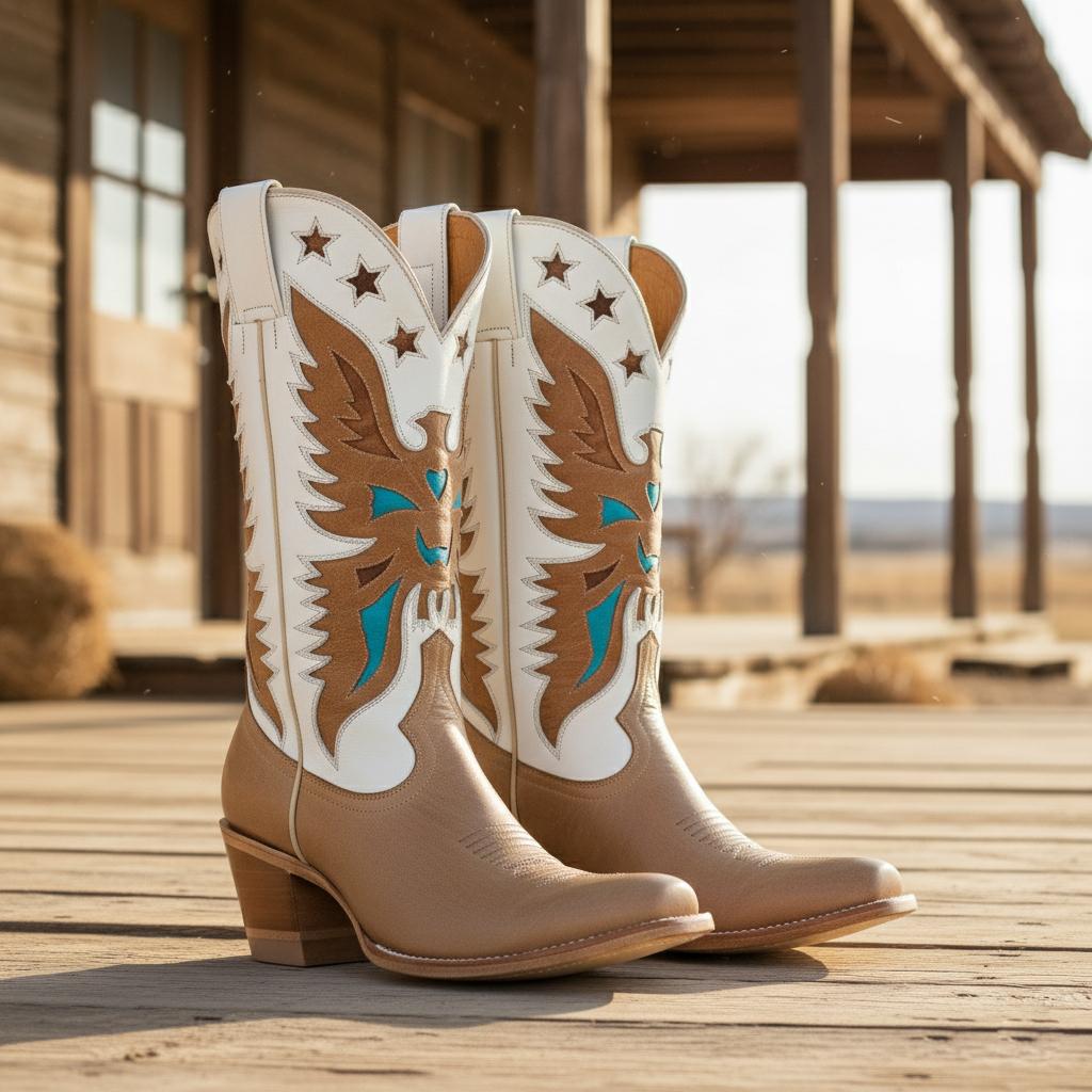 Tuhoomall Western Cowboy Boots for Women, Stylish Mid-Calf Chunky Heel, Unique Embroidered Animal Pattern, Perfect for Outdoor Casual Wear Tuhoomall