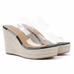 Tuhoomall Womens Wedge Sandals Summer Casual Slip-On Non-Slip Espadrille Style 12cm Platform