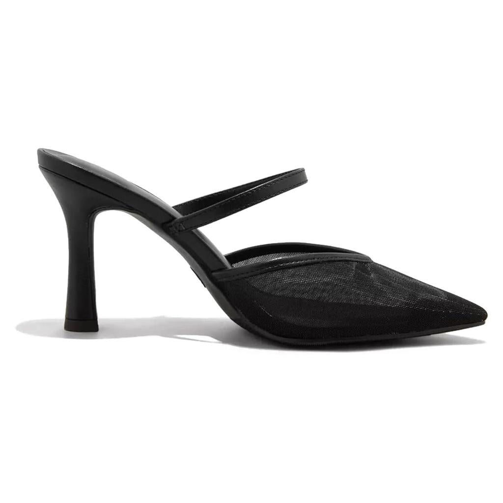 Tuhoomall Fashion High Heel Slip-On Shoes, Pointed Toe, Casual Office Style, Comfortable Suede and Mesh Upper, Rubber Sole, Perfect for Everyday Wear Tuhoomall