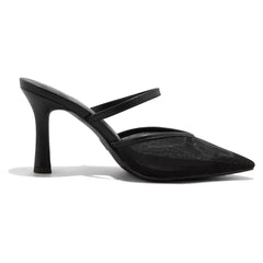 Tuhoomall Fashion High Heel Slip-On Shoes, Pointed Toe, Casual Office Style, Comfortable Suede and Mesh Upper, Rubber Sole, Perfect for Everyday Wear Tuhoomall