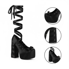 Tuhoomall Waterproof Platform High Heel Sandals with Round Closed Toe for Performances and Evening Events, 17cm Stiletto Heel, Spring Summer Style Tuhoomall