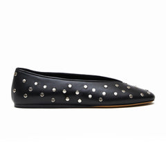 Tuhoomall Comfortable Almond Toe Flats with Studs for Fashion, Office, and Casual Outings - Durable Leather Upper and Easy Slip-On Design