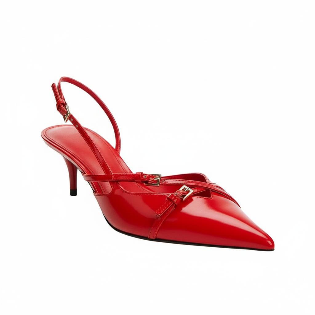 Tuhoomall High Heel Sandals for Women, Stylish Pointed Toe Low Heel, Double Buckle Open Back Design for Casual and Formal Occasions Tuhoomall