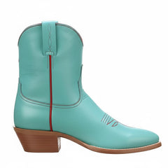 Tuhoomall Western Ankle Boots For Women, Low Heel 1.75 In, Embroidered Design, Casual Everyday Wear, All Seasons, Durable Rubber Sole