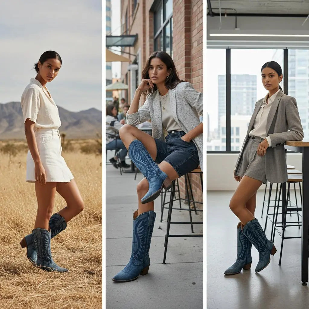 Tuhoomall Western Vintage Embroidered Cowboy Boots for Women, Chunky Heels, Classic Retro Style, Easy Slip-On, Ideal for Casual Spring and Autumn Wear Tuhoomall