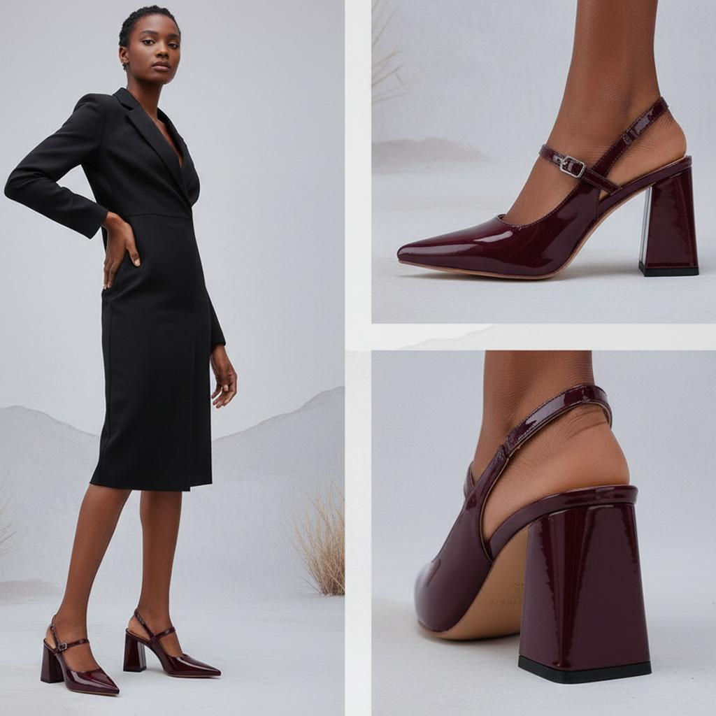 Tuhoomall Fashion Mid-Heel Sandals for Women, Elegant Office Daily Wear, Adjustable Strap, Tapered Toe Design, Comfortable Rubber Sole Tuhoomall