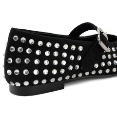 Tuhoomall Ballet Flats Women’s Boots with Studded Design, Comfortable Slip-On, Casual Style, Rubber Sole and Adjustable Buckle, Low Top