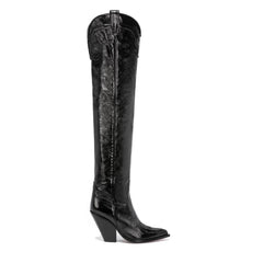 Tuhoomall Comfortable Embroidered Over-the-Knee Boots with Chunky 8cm Heels - Stylish for Fashion, Travel, and Performing