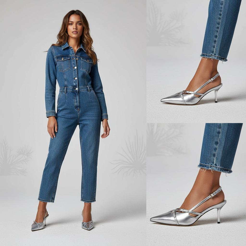 Tuhoomall High Heel Sandals for Women, Stylish Pointed Toe Low Heel, Double Buckle Open Back Design for Casual and Formal Occasions Tuhoomall