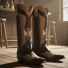 Tuhoomall Retro Western Knee-High Boots for Women, Suede Leather, Animal Print, Easy Slip-On, Casual Vintage Style