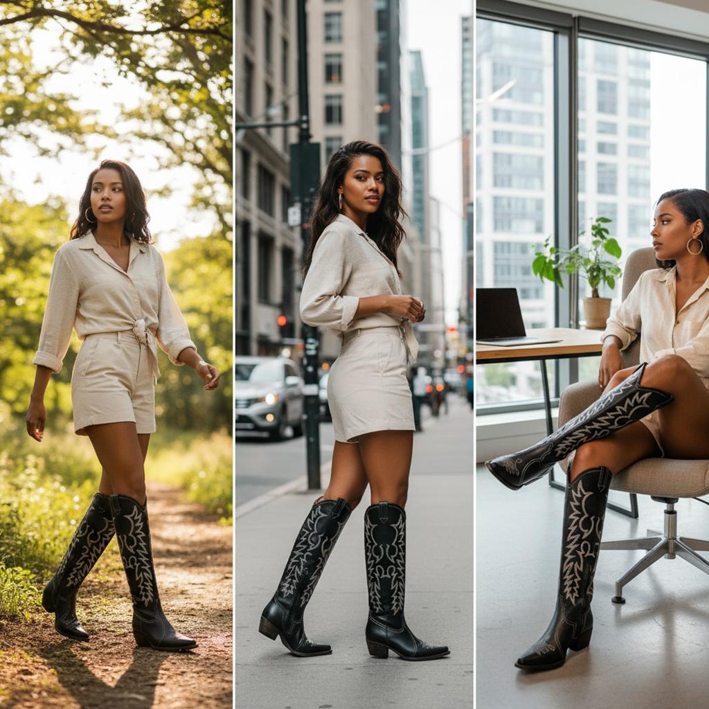 Tuhoomall Western Style Ankle Boots with Snip Toe, 1.75 in Heel, Casual Fashion, Embroidered Details, Perfect for All Seasons Tuhoomall