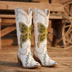 Tuhoomall Comfortable Rhinestone Knee-High Western Boots for Parties, Performances and Everyday Fashion