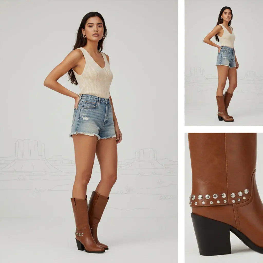 Tuhoomall Synthetic Leather Chunky Heel Ankle Boots with Metal Buckle for Casual Work and Outdoor Activities Tuhoomall