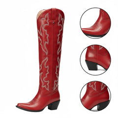 Tuhoomall Comfort Western Boots With Floral Embroidery For Stylish Travel And Everyday Use