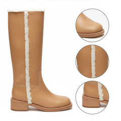 Tuhoomall Women's Boots, Comfortable Slip-On, Round Toe, Casual & Formal Wear, Versatile Fashion Footwear for Spring, Autumn & Winter