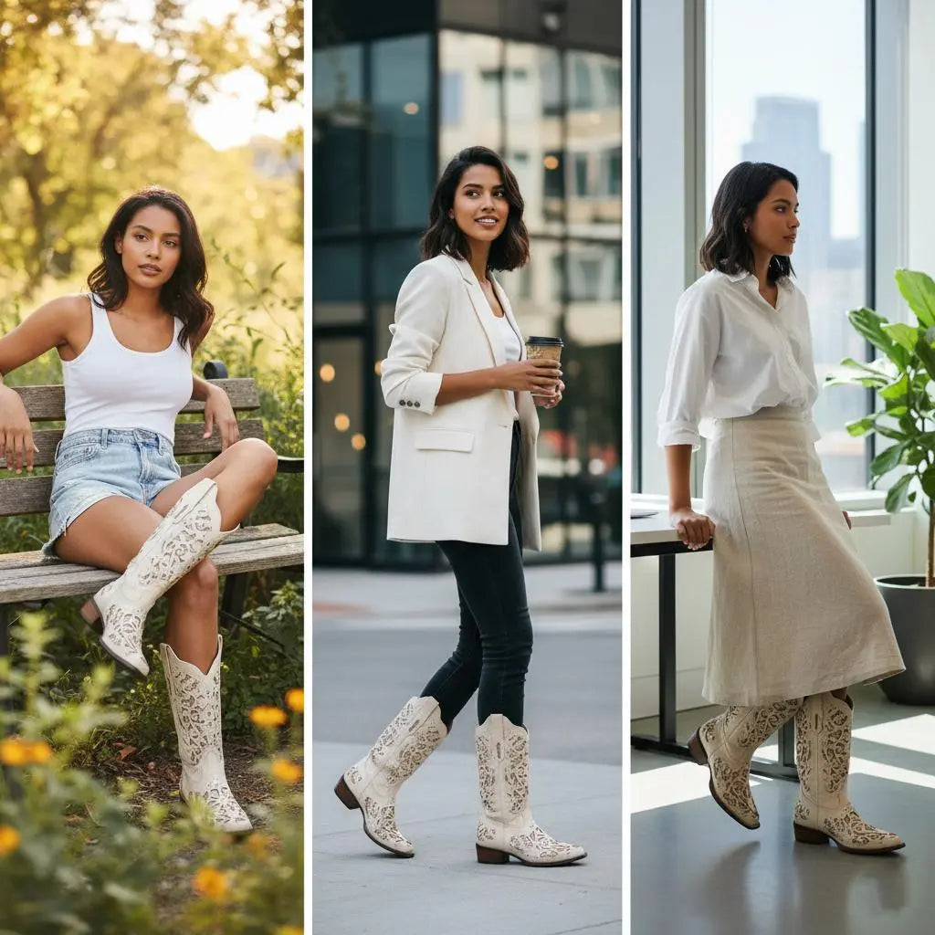 Tuhoomall Western Style Embroidered Mid-Calf Boots For Fashion, Travel, Outdoor - Chunky Heel, Faux Suede, Slip-On, Rhinestones, 3cm Heel Height Tuhoomall