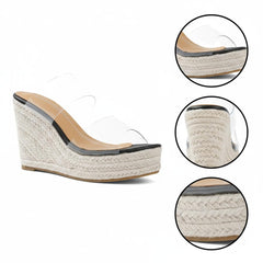 Tuhoomall Womens Wedge Sandals Summer Casual Slip-On Non-Slip Espadrille Style 12cm Platform
