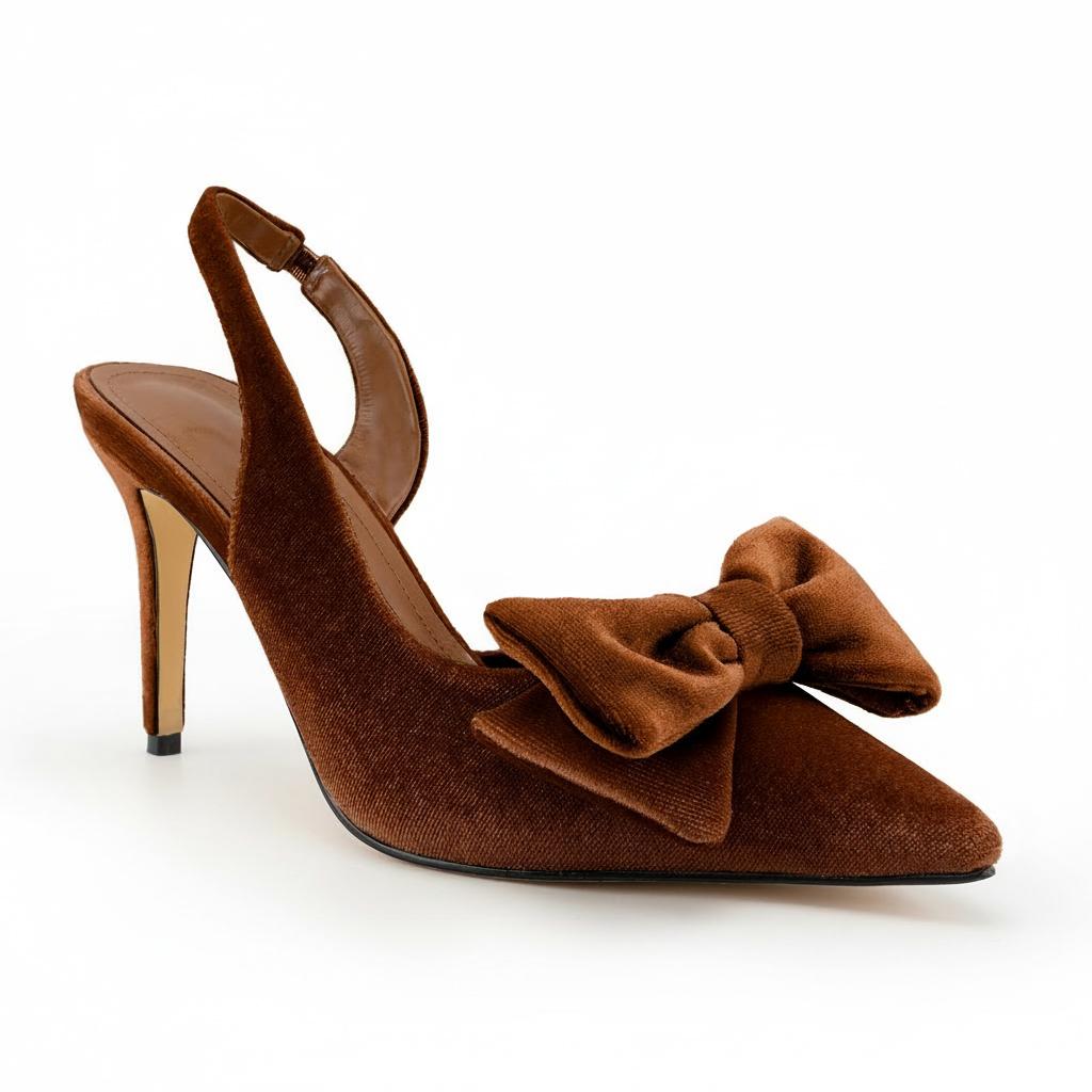 Tuhoomall Stylish High Heel Sandals With Bow, Pointed Toe, Slip-On Design For Parties, Performances, Fashion Casual Wear, 3.1in Stiletto Heel Tuhoomall